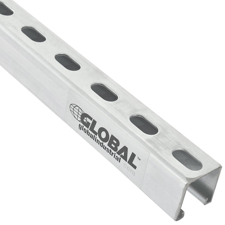 Global Industrial Single Channel Strut, Slotted, Steel, Zinc-Plated, Silver 713138